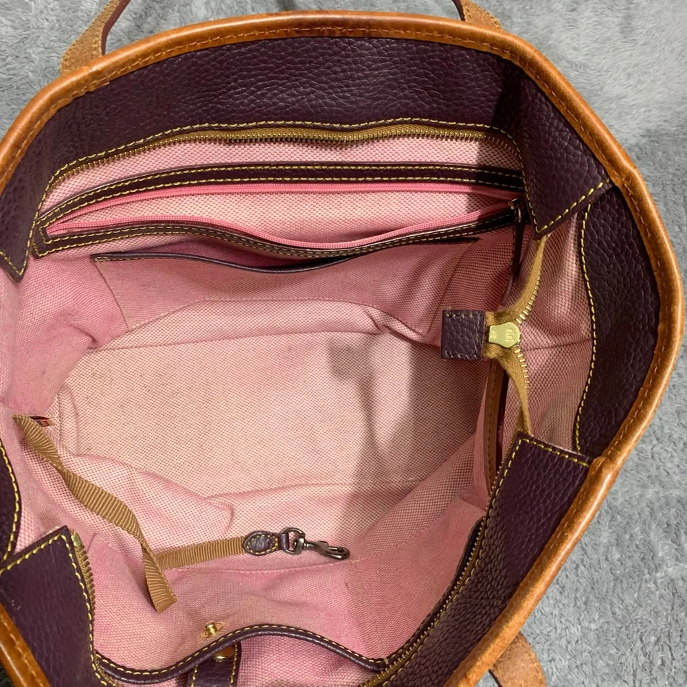 Dooney & Bourke Tote‎ Bag Womens Medium Plum Purple Pebble Leather Shopper Zip